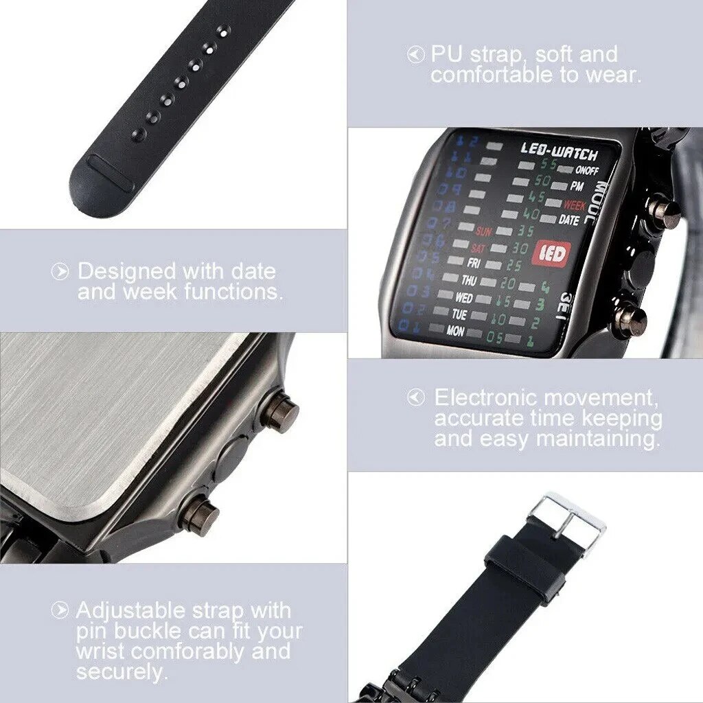 Binary Led Watch Creative Wate - Timex Watches Smartwatch review and price