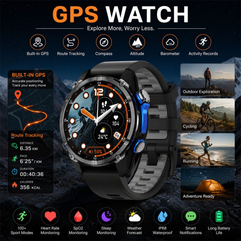 HD350 Pro Military Grade AGPS  - Altimeter Compass Watch review and price