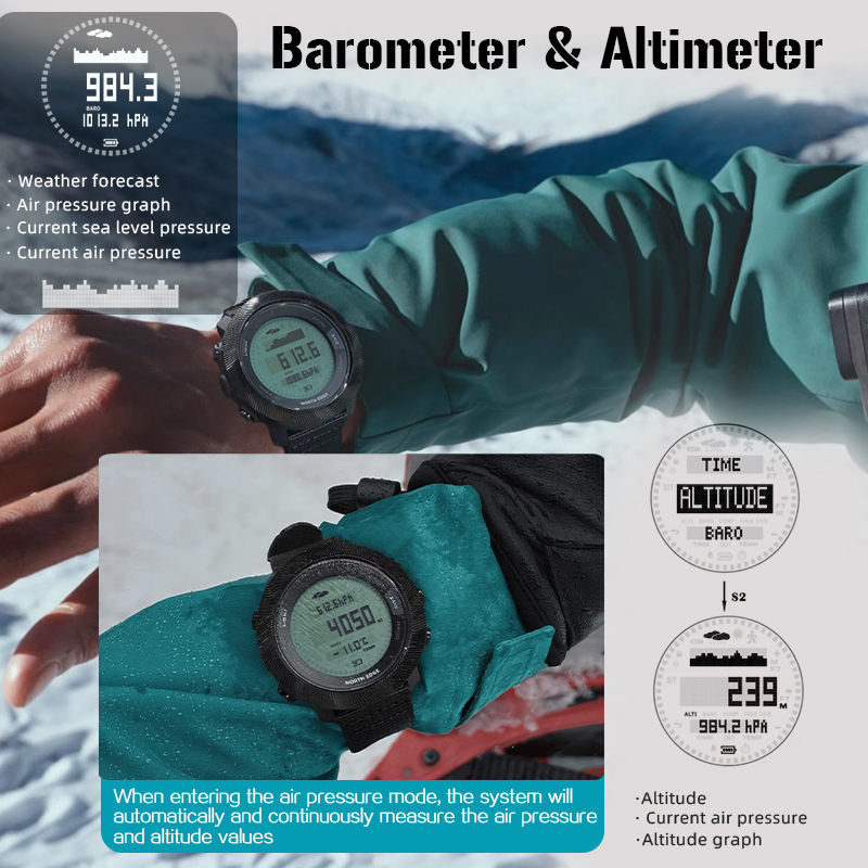 NORTH EDGE APACHE-D Men Free D - Altimeter Compass Watch review and price